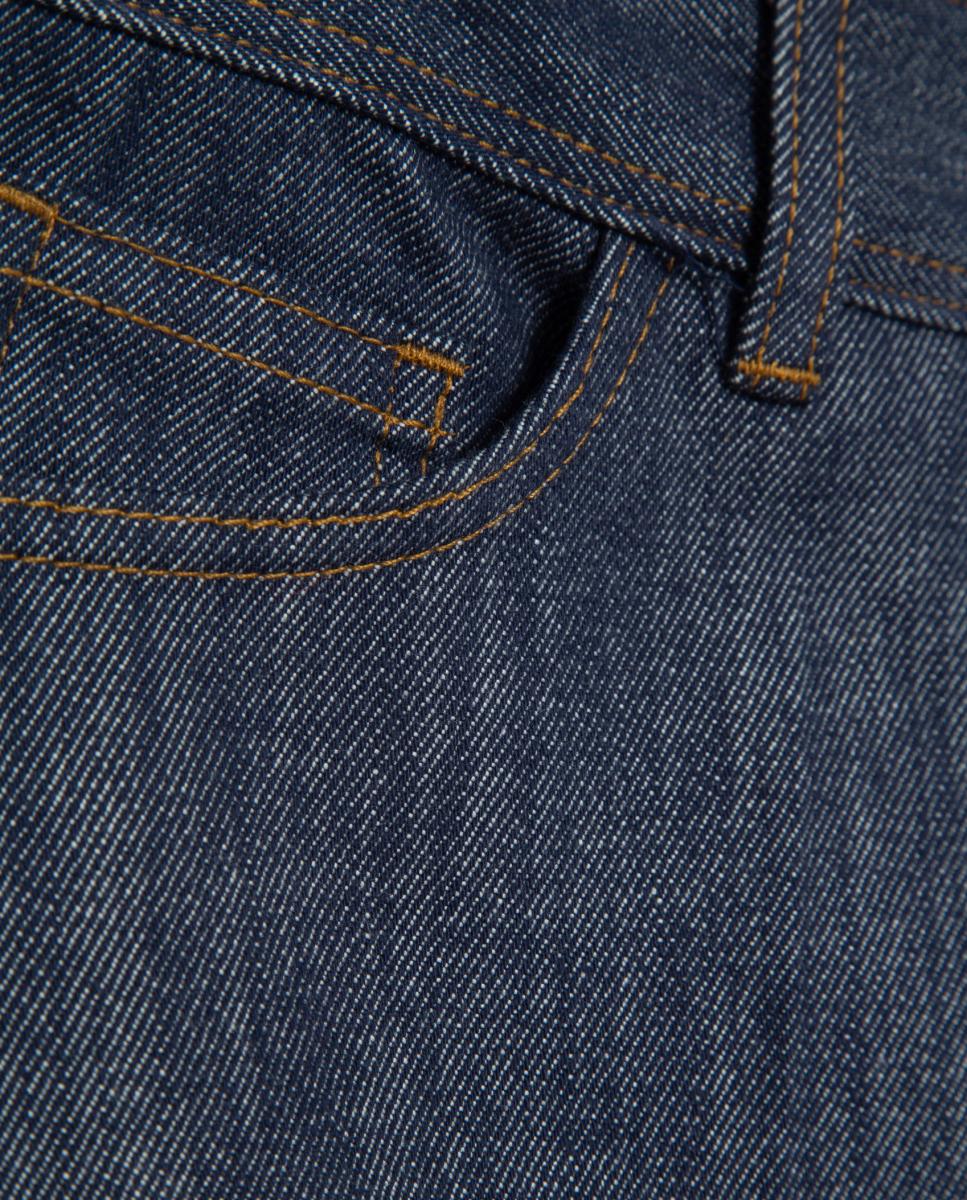 Jeans Largas Straight com Quatro Bolsos Azul-marinho-6