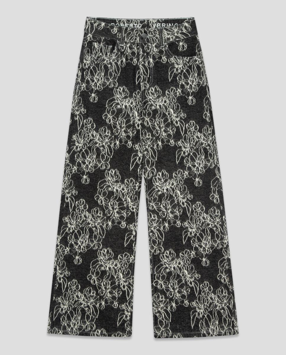 Jeans Largas com Jacquard Preto-5