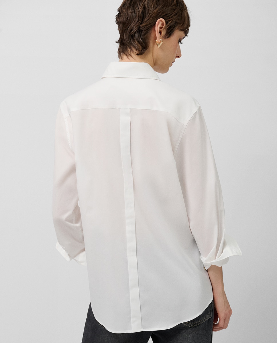 Camisa de corte masculino Branco-4