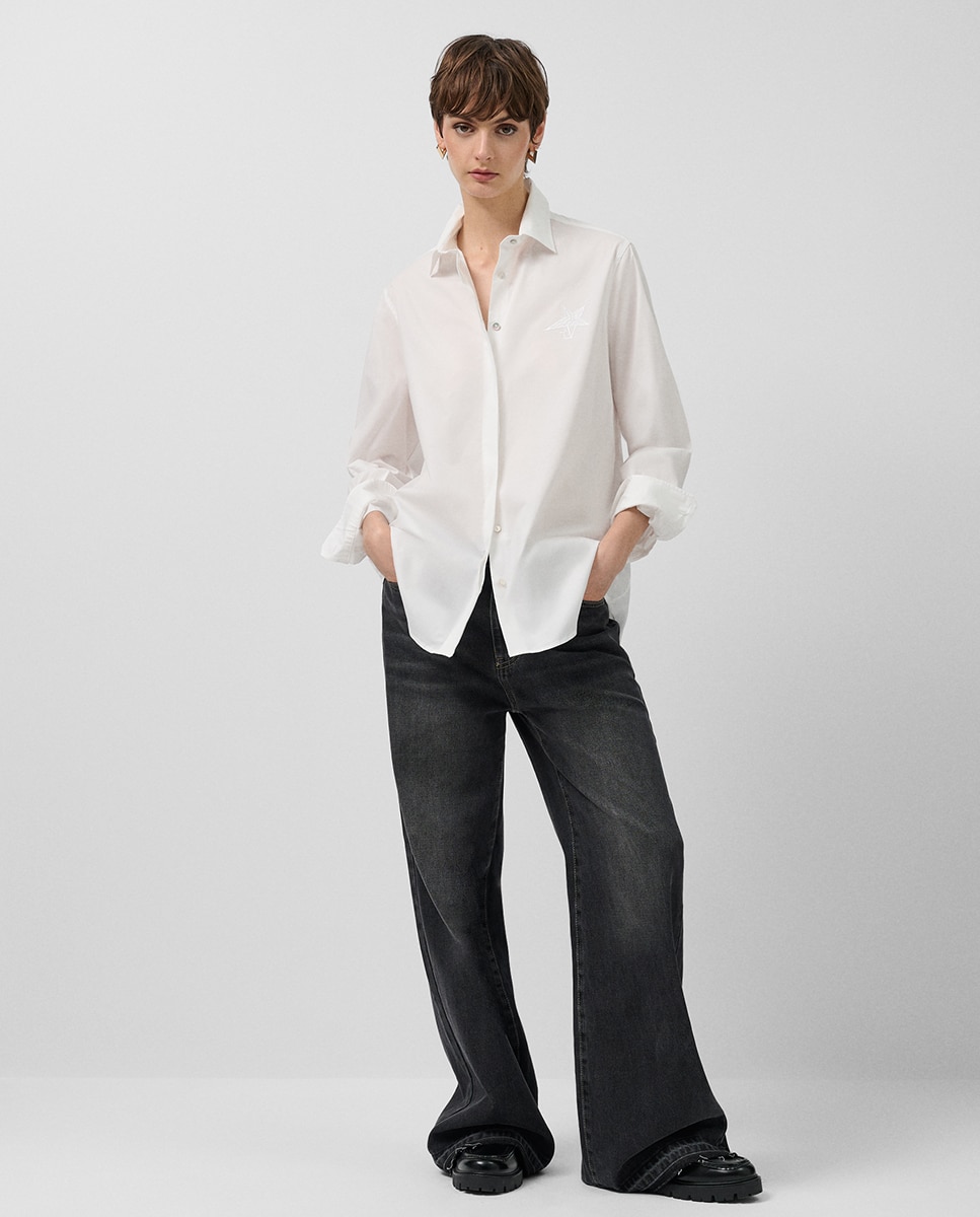 Camisa de corte masculino Branco-5