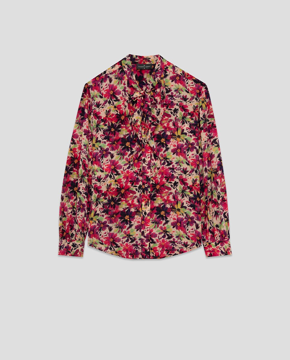 Blusa de mujer con volantes en pechera estampado floral · Roberto