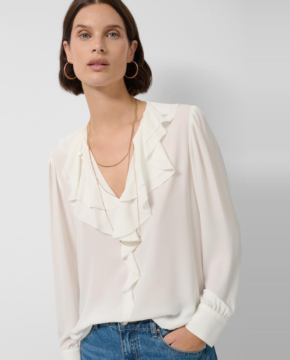 Roberto Verino - Blusa de mujer manga larga con volante.