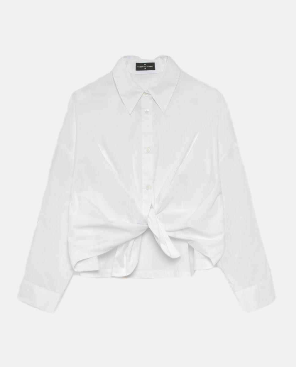 Camisa de Manga Comprida Atada Branco-4