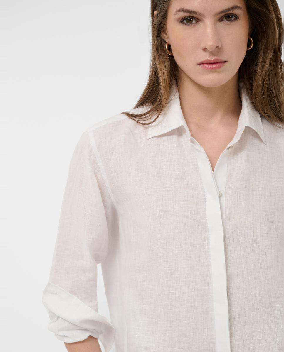 Camisa Oversize de Linho Branco-2