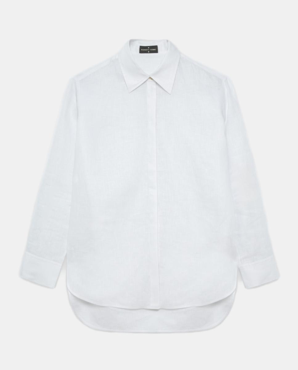 Camisa Oversize de Linho Branco-4