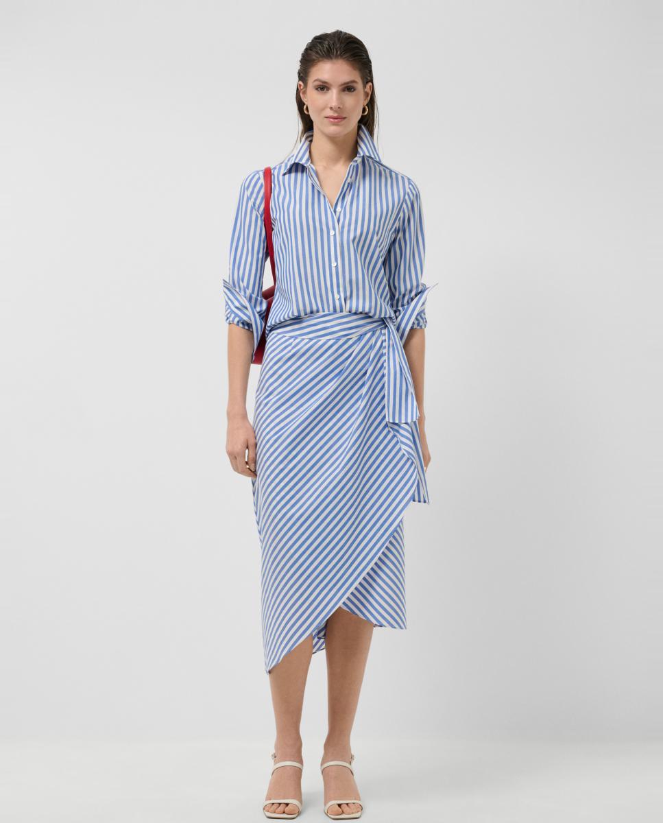 Camisa de Algodão com Riscas Azul-índigo-6