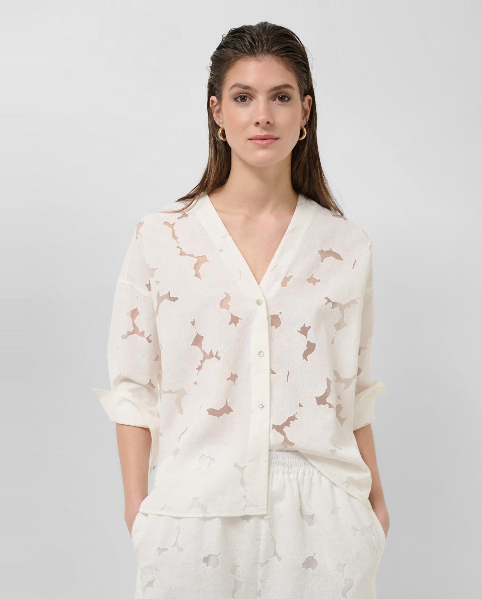 Imagem 0 de Blusa Oversize Devoré com Estampado Floral