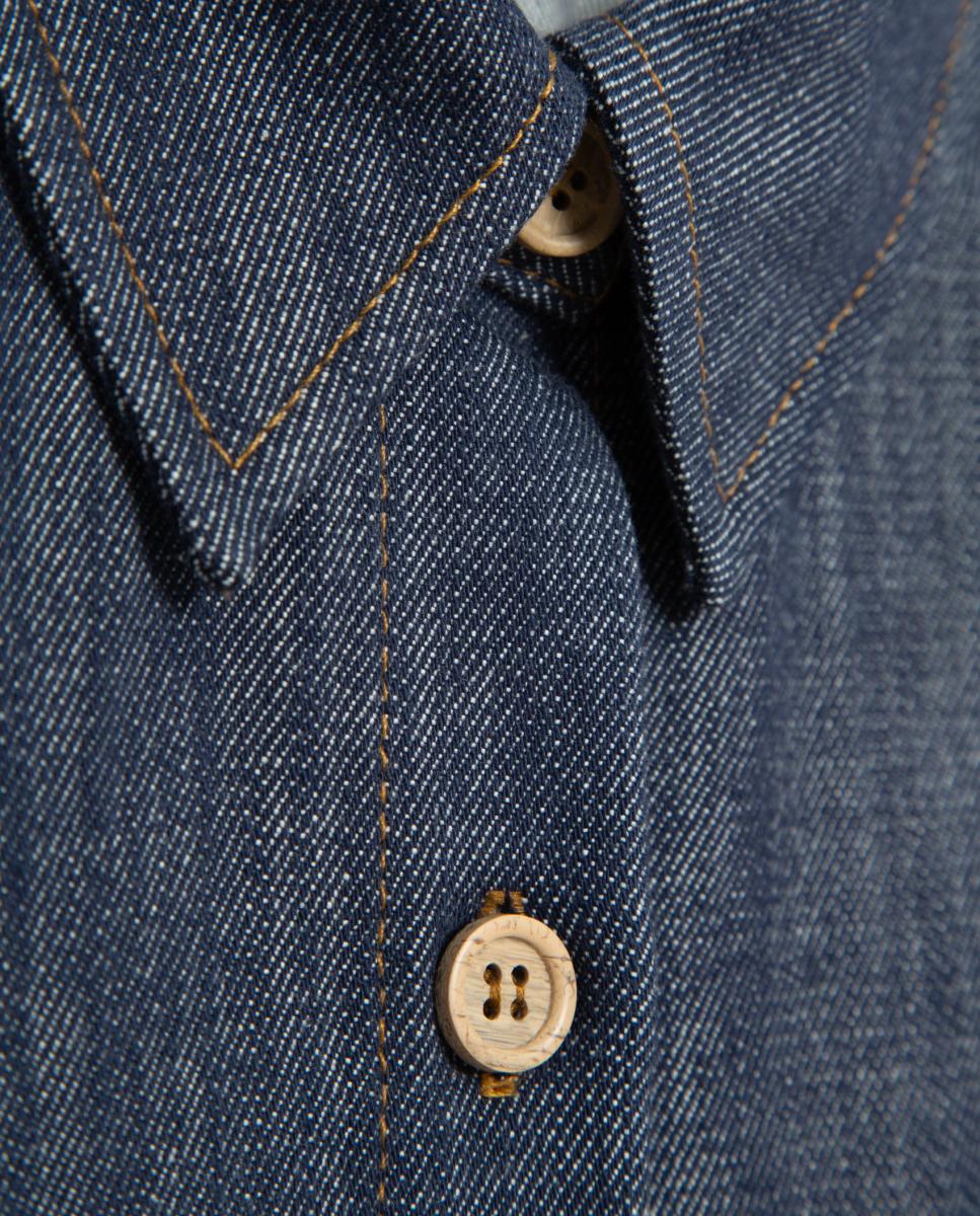 Camisa de Ganga Estilo Masculino Azul-marinho-5