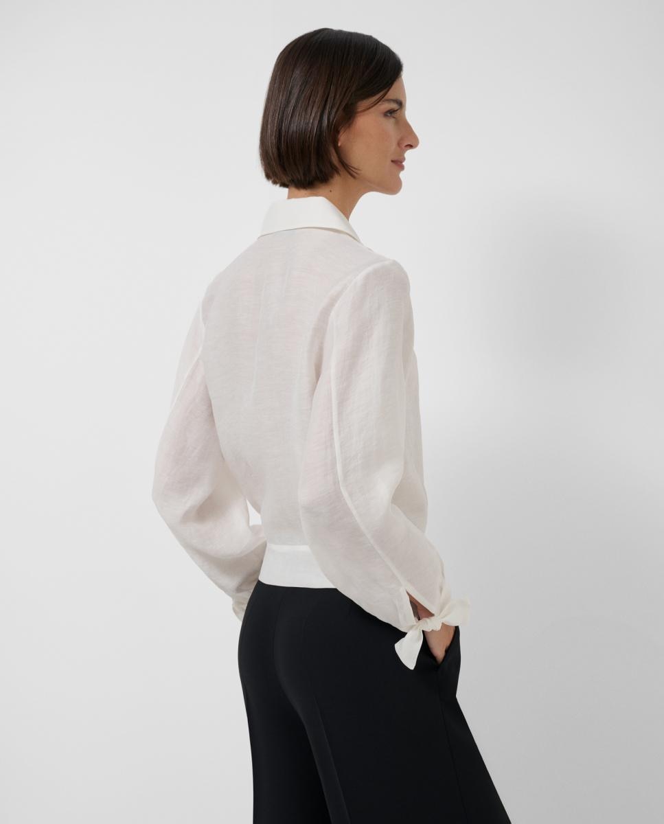 Camisa Curta com Cintura de Atar Cru-3