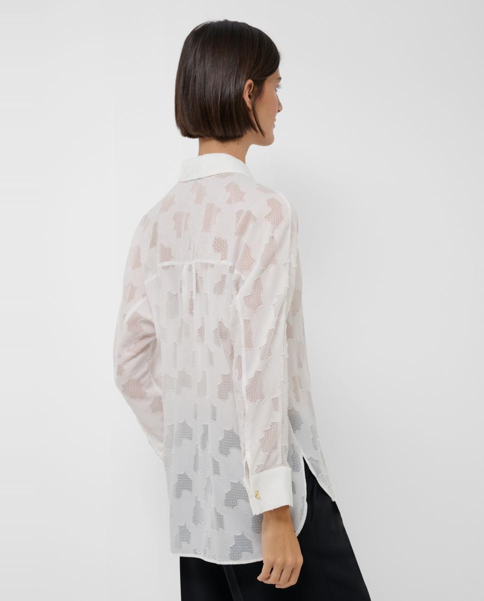 Blusa Oversize com Devoré Floral Cru-3