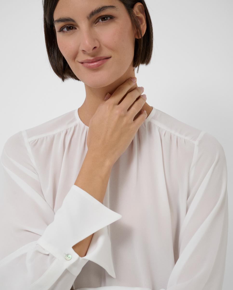 Blusa Franzida com Punhos em Forma de Sino Cru-2
