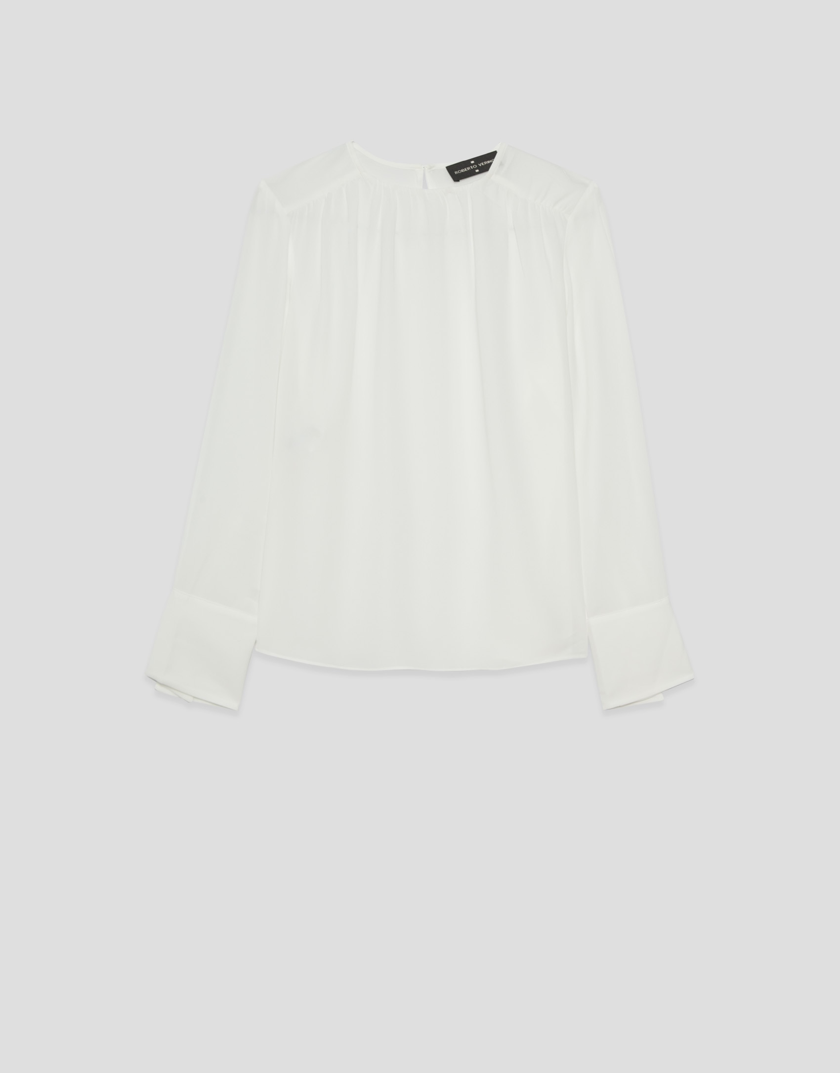 Blusa Franzida com Punhos em Forma de Sino Cru-4