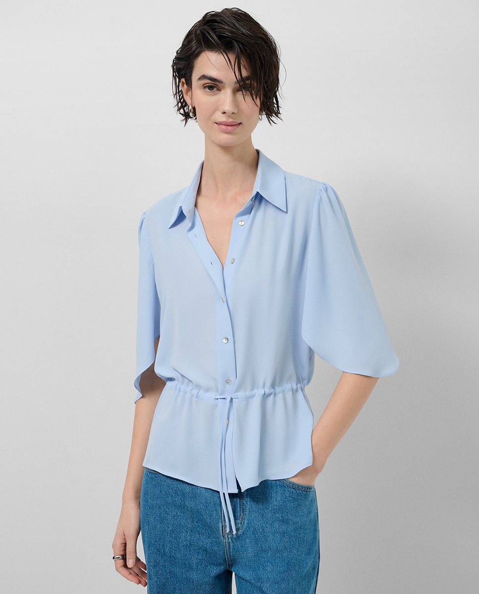 Imagem 0 de Blusa de Manga com Folho e Cintura Franzida