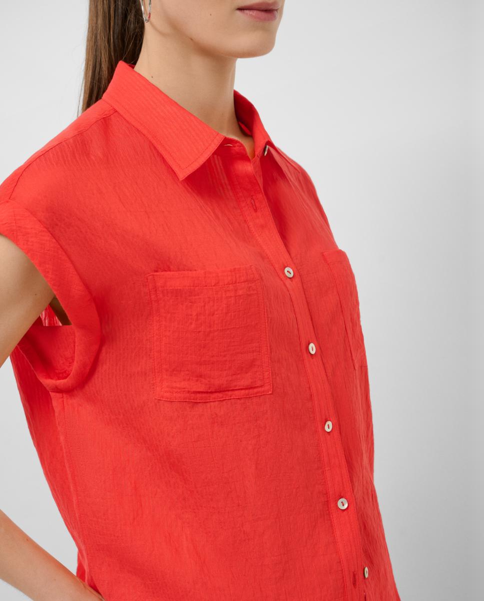 Blusa sem Mangas e com Bolsos Vermelho-2