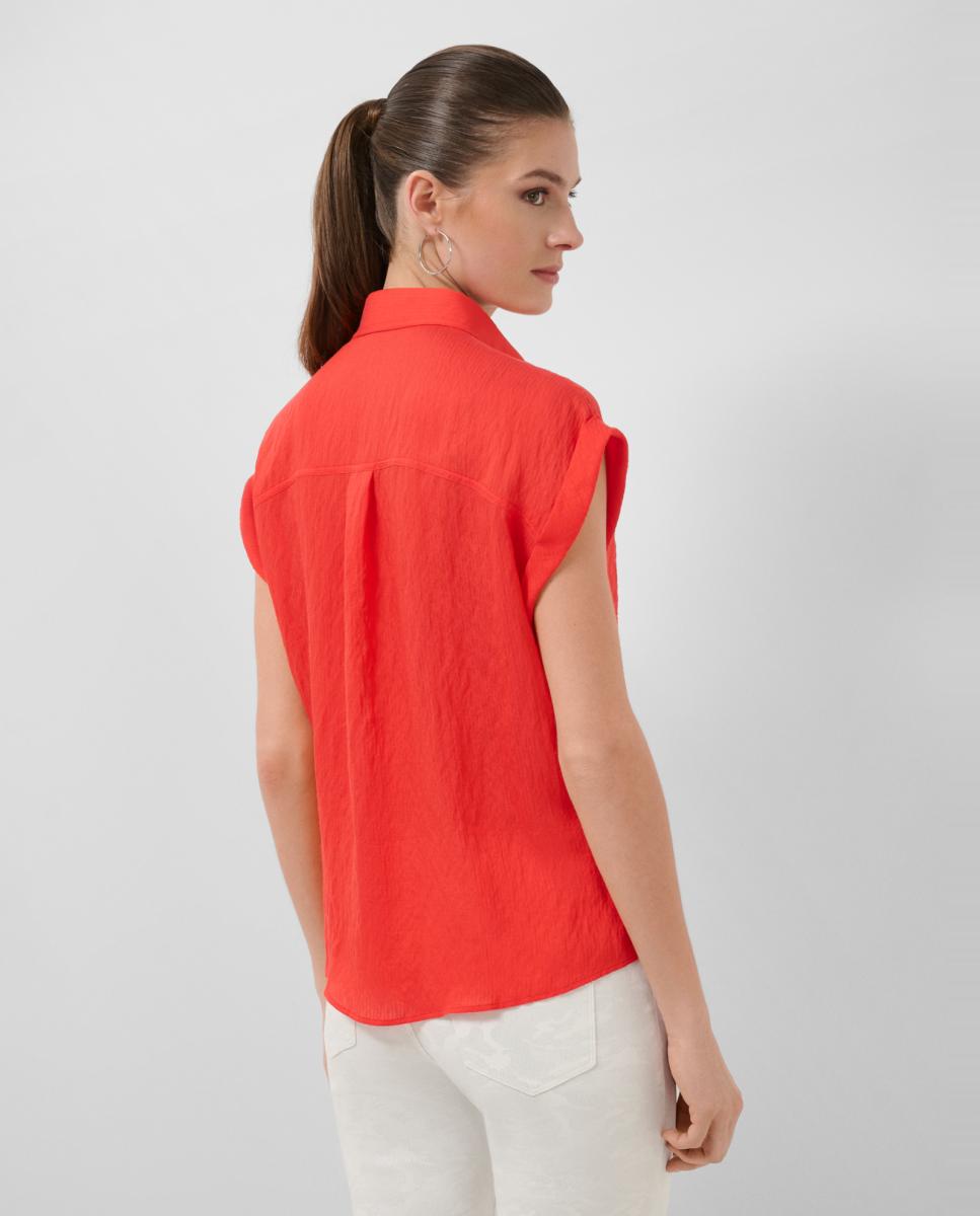 Blusa sem Mangas e com Bolsos Vermelho-3