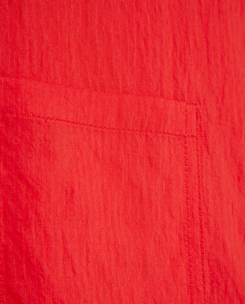 Blusa sem Mangas e com Bolsos Vermelho-5