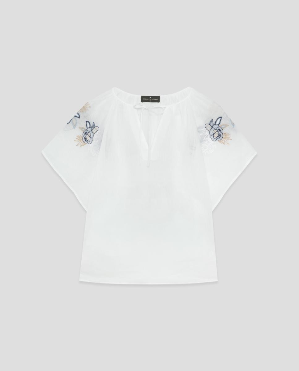Blusa com Bordado Floral Branco-2