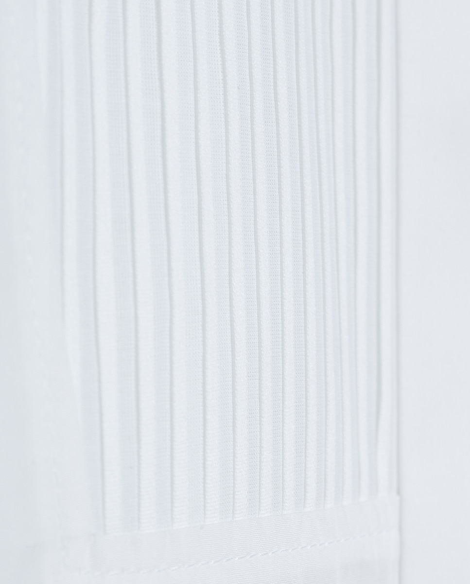 Camisa Clássica de Algodão com Pregas Branco-5