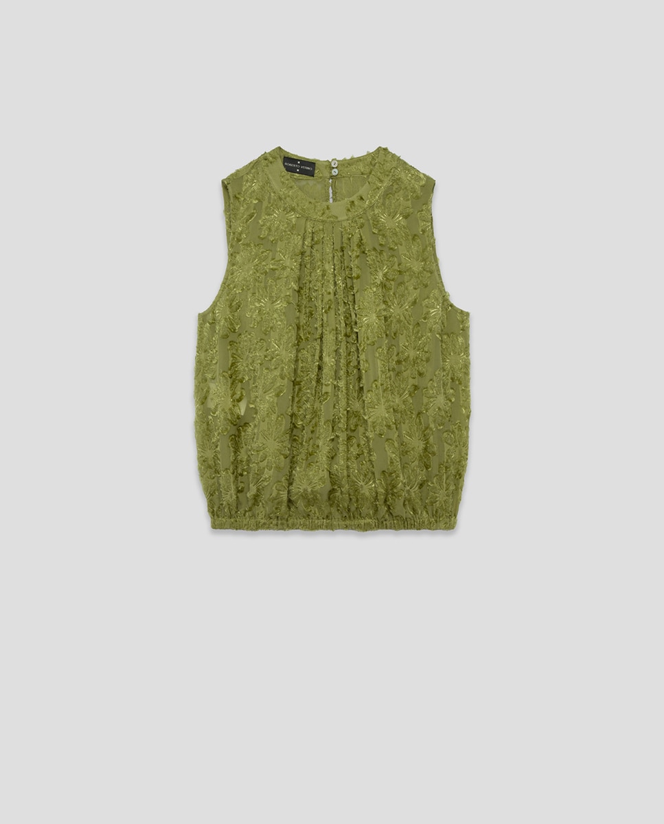Top com Franzido em Fill Coupé Verde-claro-5