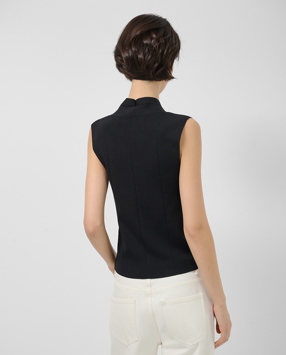 Top de Malha Roma com Decote em Bico Preto-3