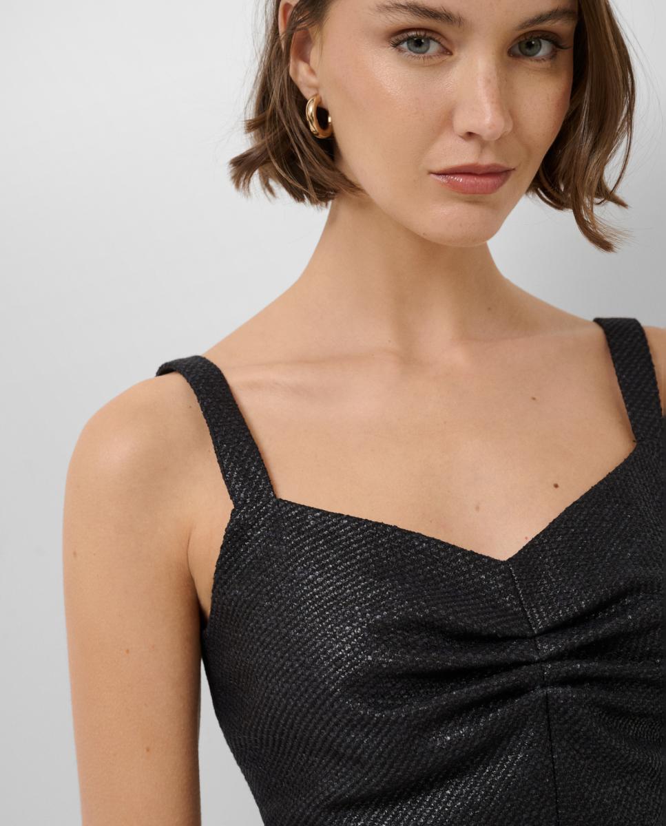 Crop Top em Tecido com Trama Preto-2