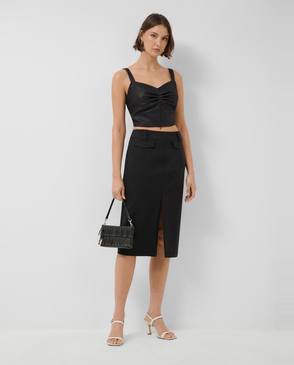 Crop Top em Tecido com Trama Preto-6