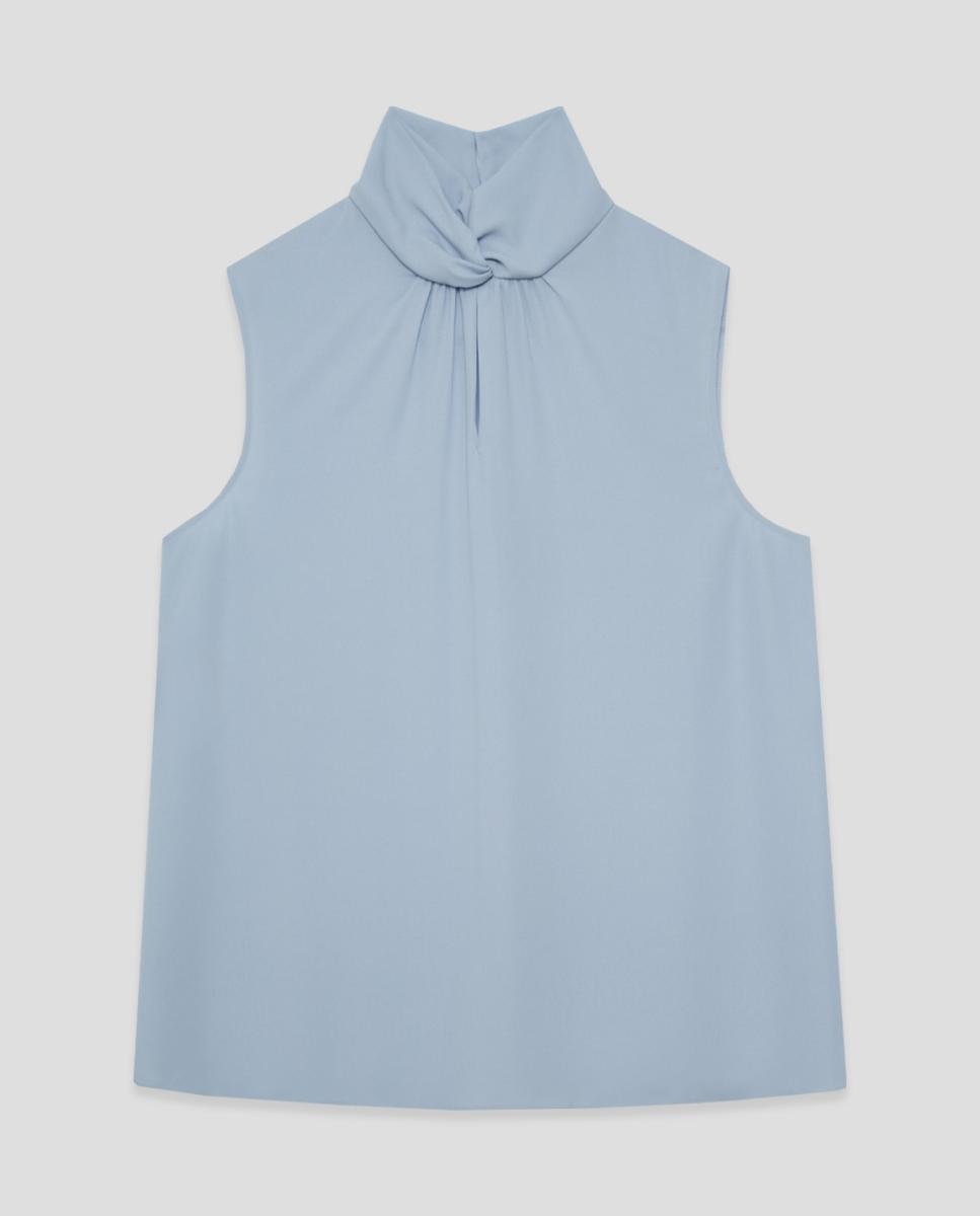 Blusa de mujer sin mangas cuello mao cruzado - Roberto Verino - Azul Azul-4