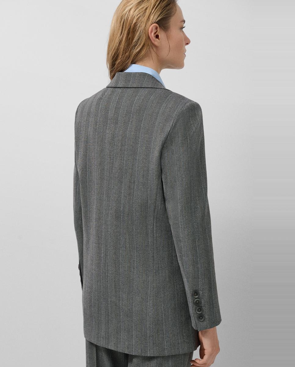 Blazer de um Botão com Padrão Espinha de Peixe Cinzento-escuro-5