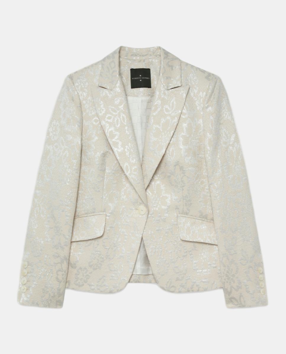 Casaco Curto com Jacquard Floral Branco-gelo-3