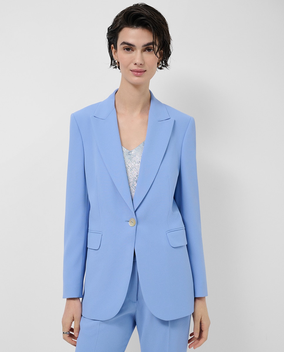 Blazer de Crepe com um Botão Azul-claro-1