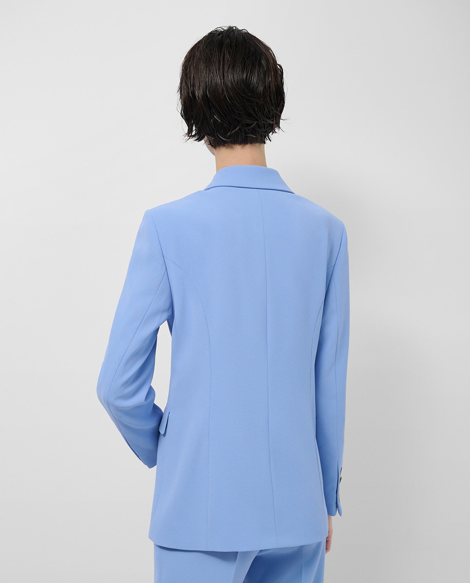 Blazer de Crepe com um Botão Azul-claro-3