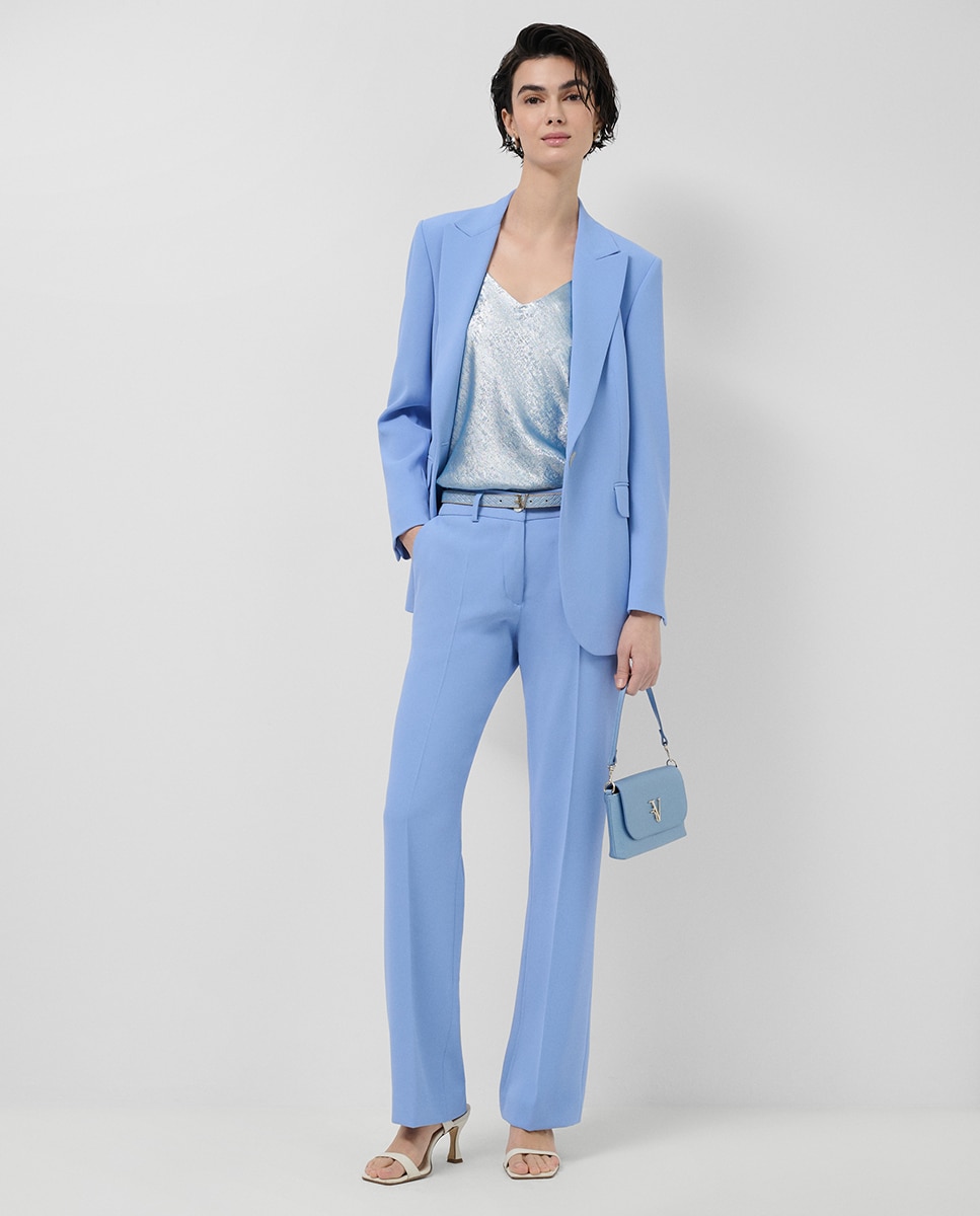 Blazer de Crepe com um Botão Azul-claro-6