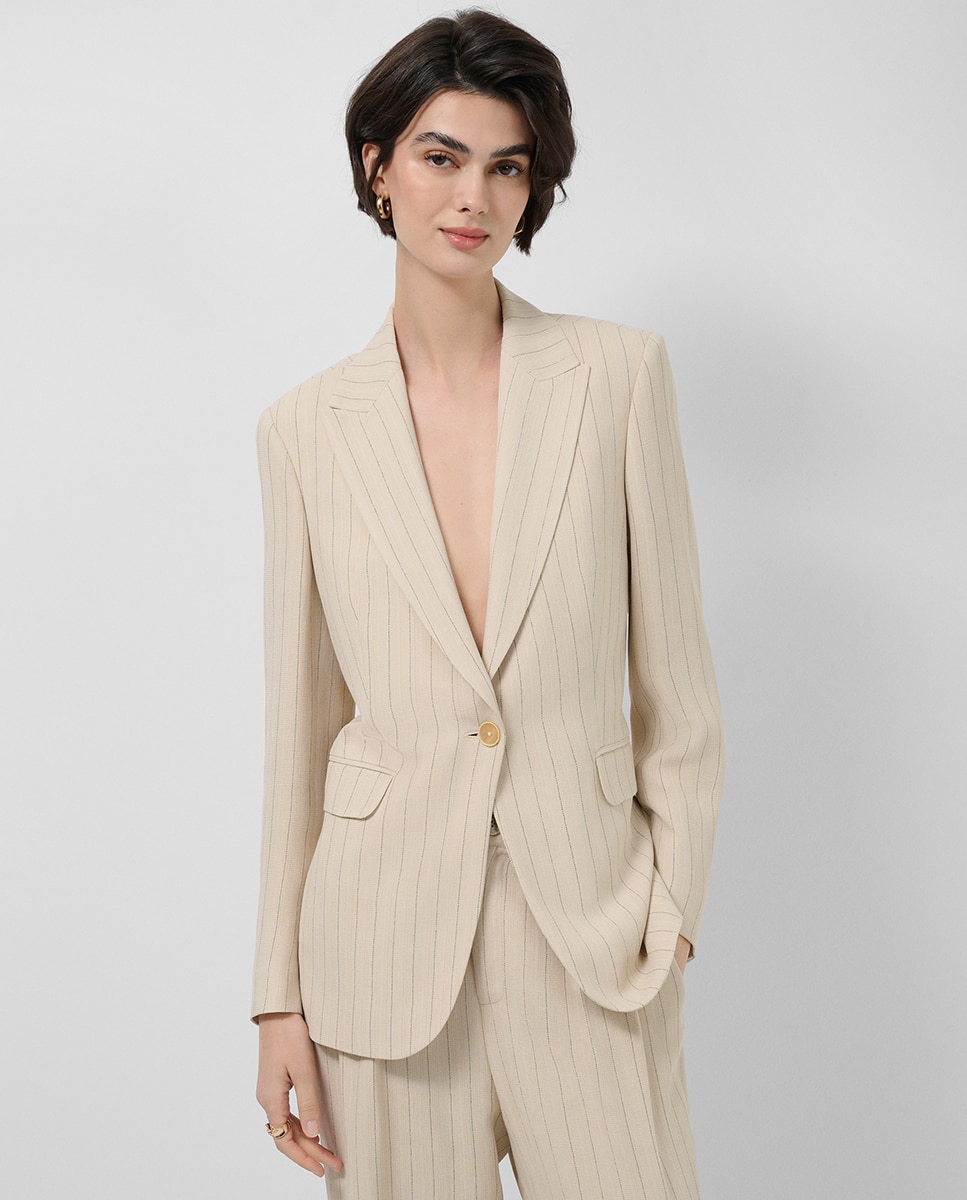 Roberto Verino - Blazer de mujer de un botón con raya diplomática.