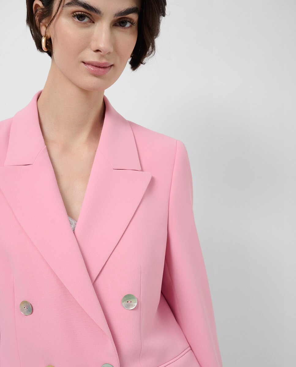 Blazer Cruzado em Crepe Rosa-claro-2