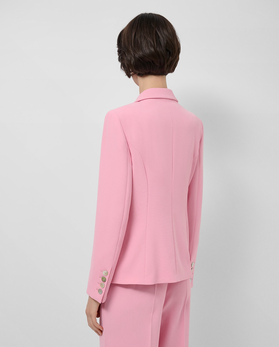 Blazer Cruzado em Crepe Rosa-claro-3