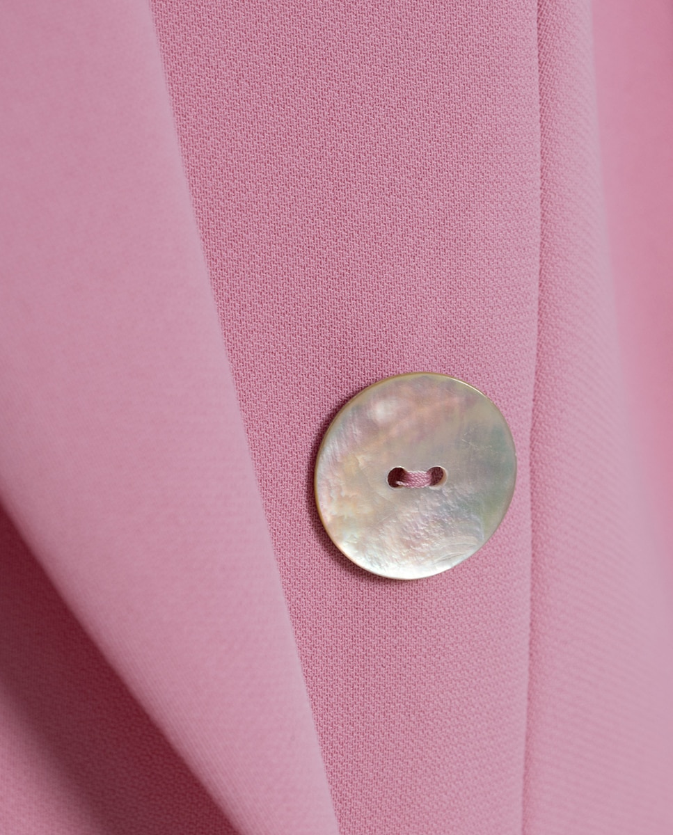 Blazer Cruzado em Crepe Rosa-claro-4