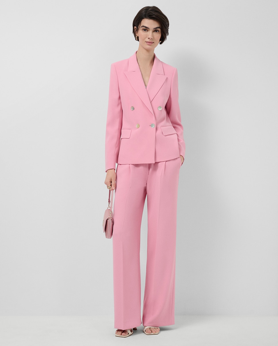 Blazer Cruzado em Crepe Rosa-claro-6