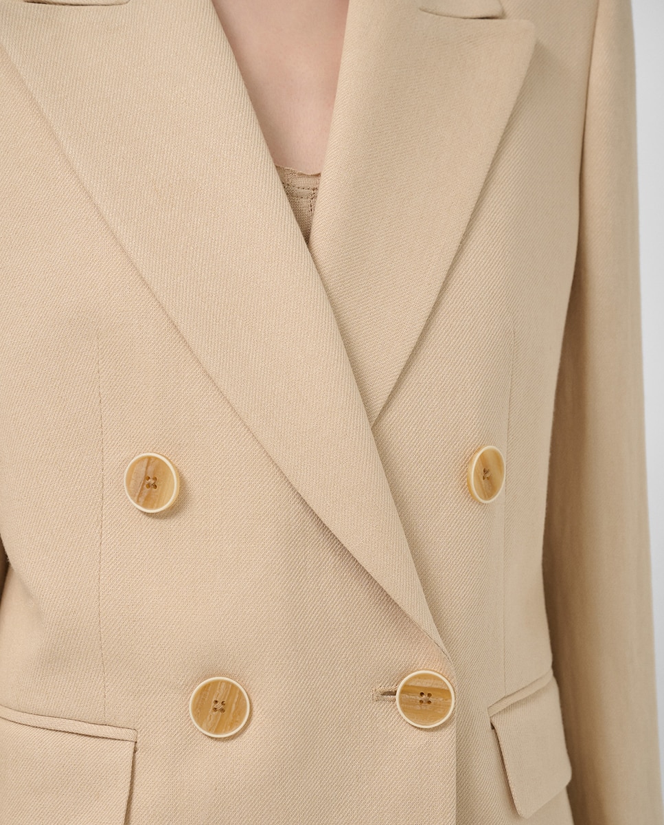 Blazer de um Botão Bege-2