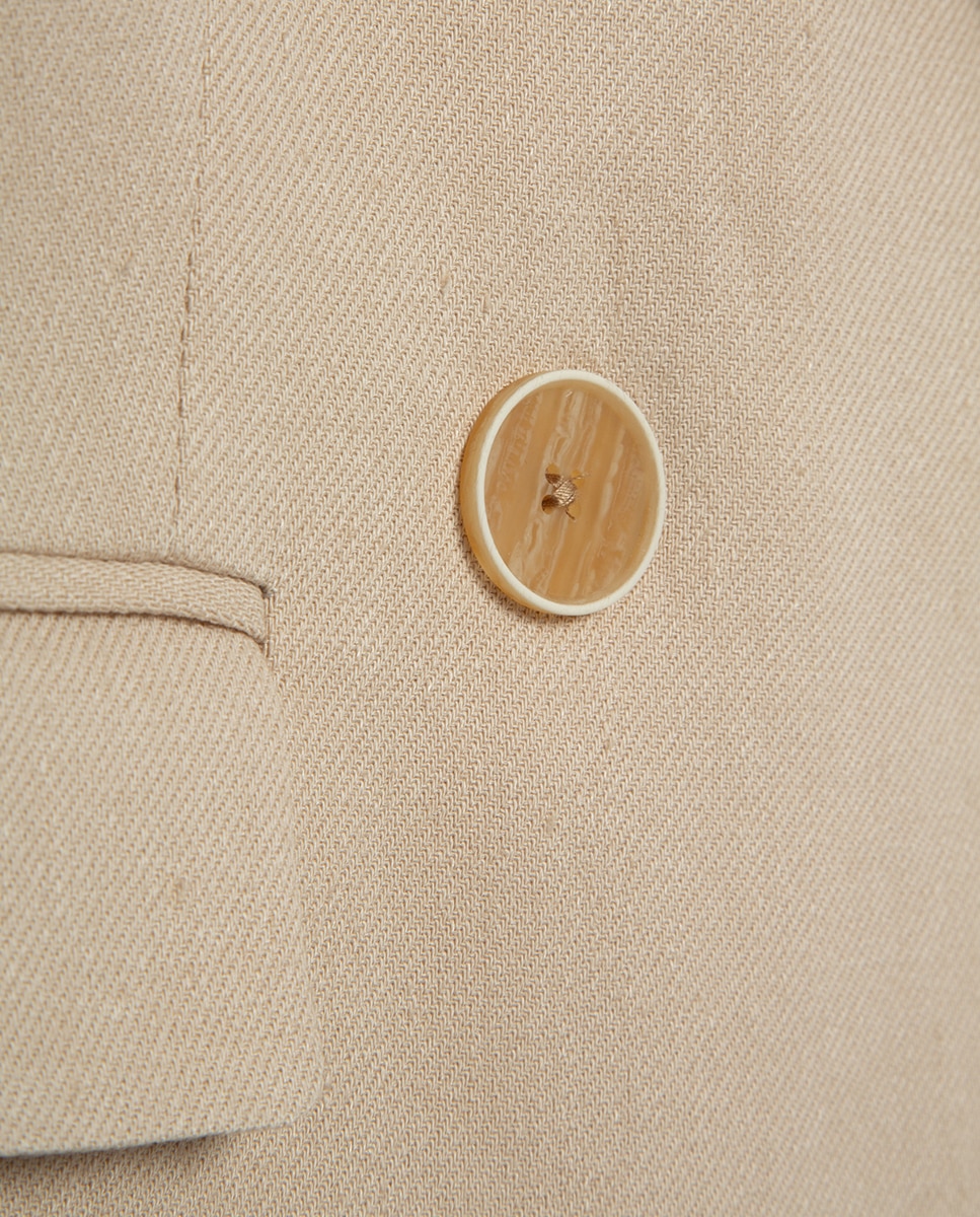 Blazer de um Botão Bege-5