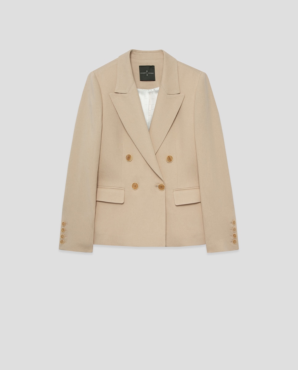 Blazer de um Botão Bege-6