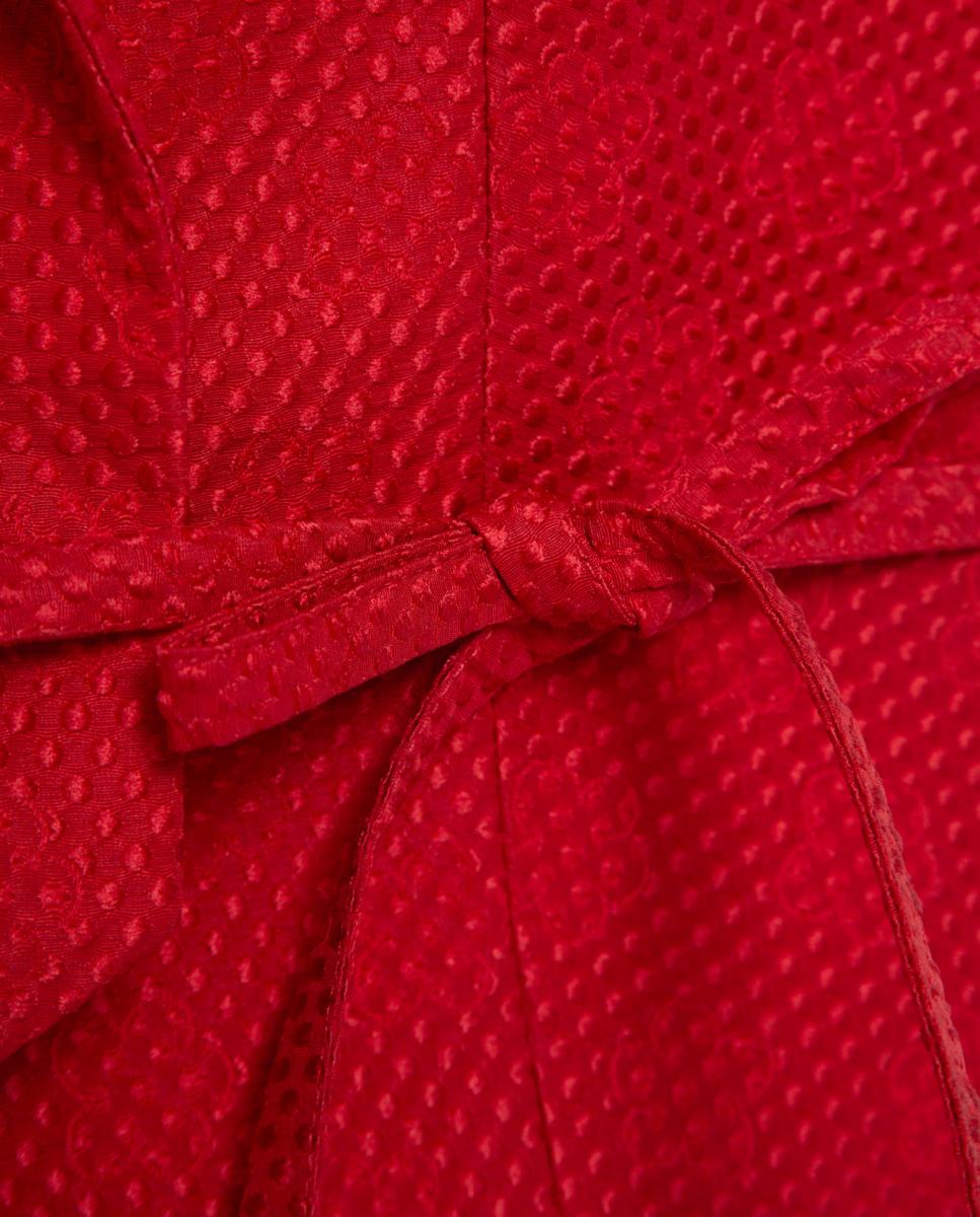 Casaco Piqué Curto sem Mangas e com Desenho Floral Coral-5