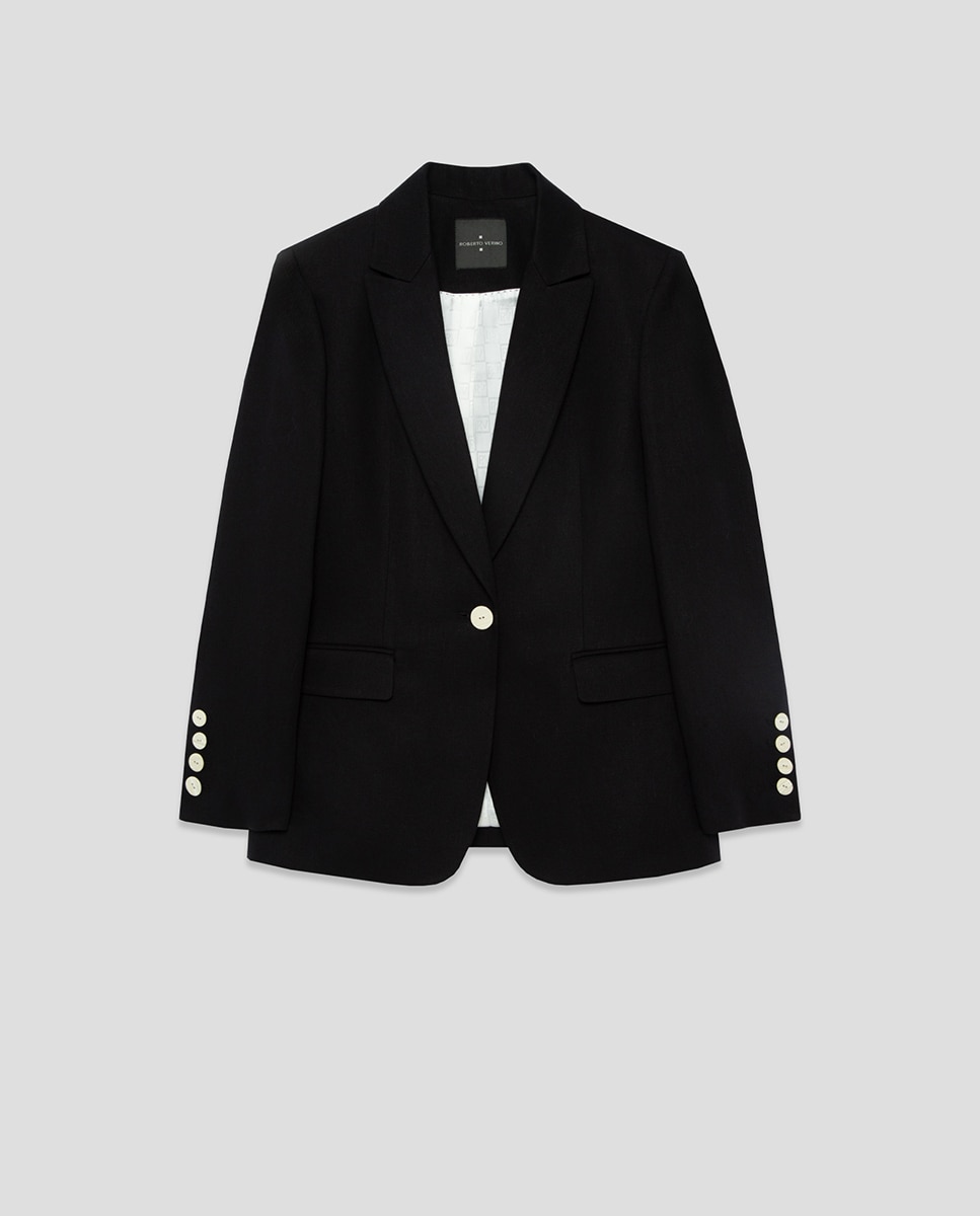 Blazer com um Botão Preto-5