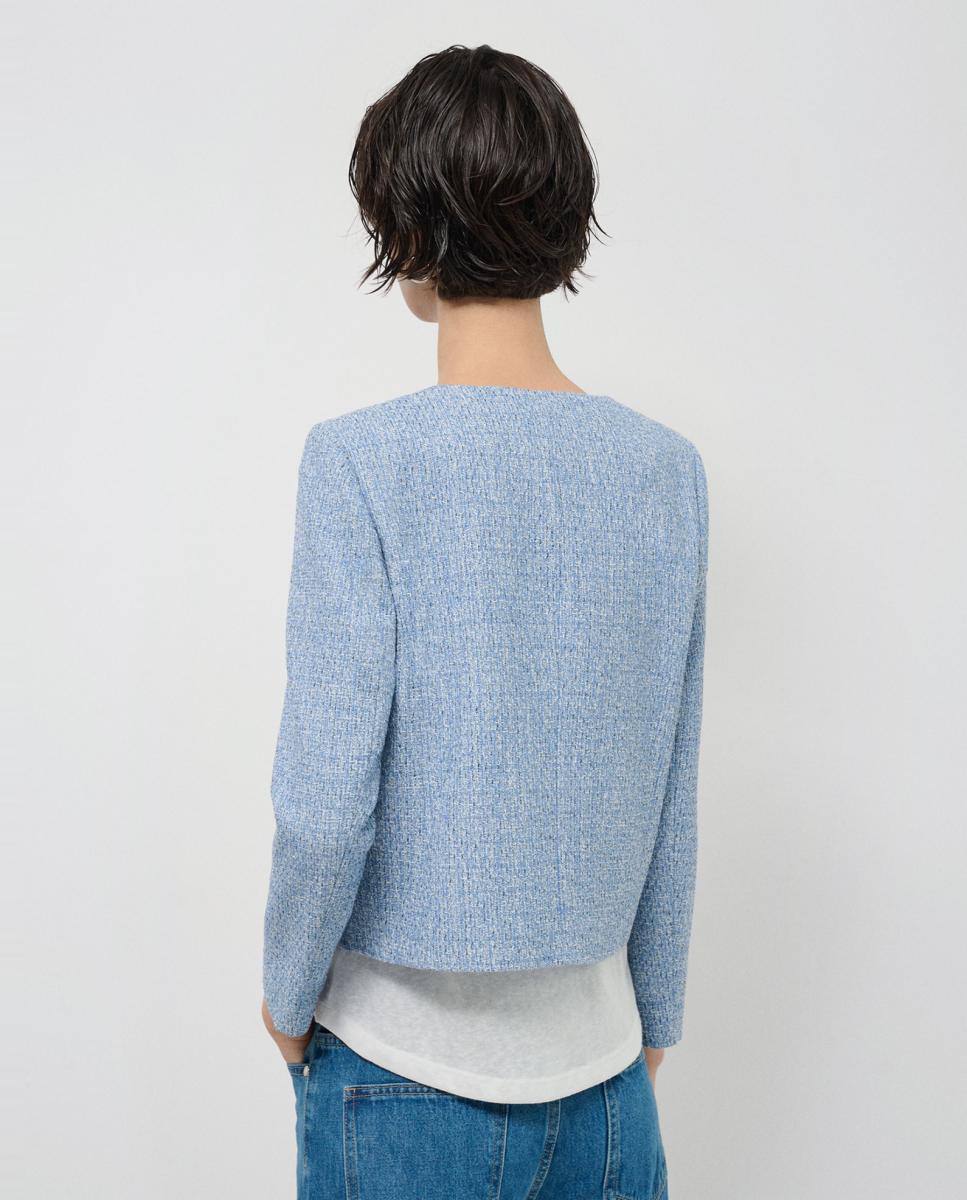 Casaco de corte tweed Azul-claro-2