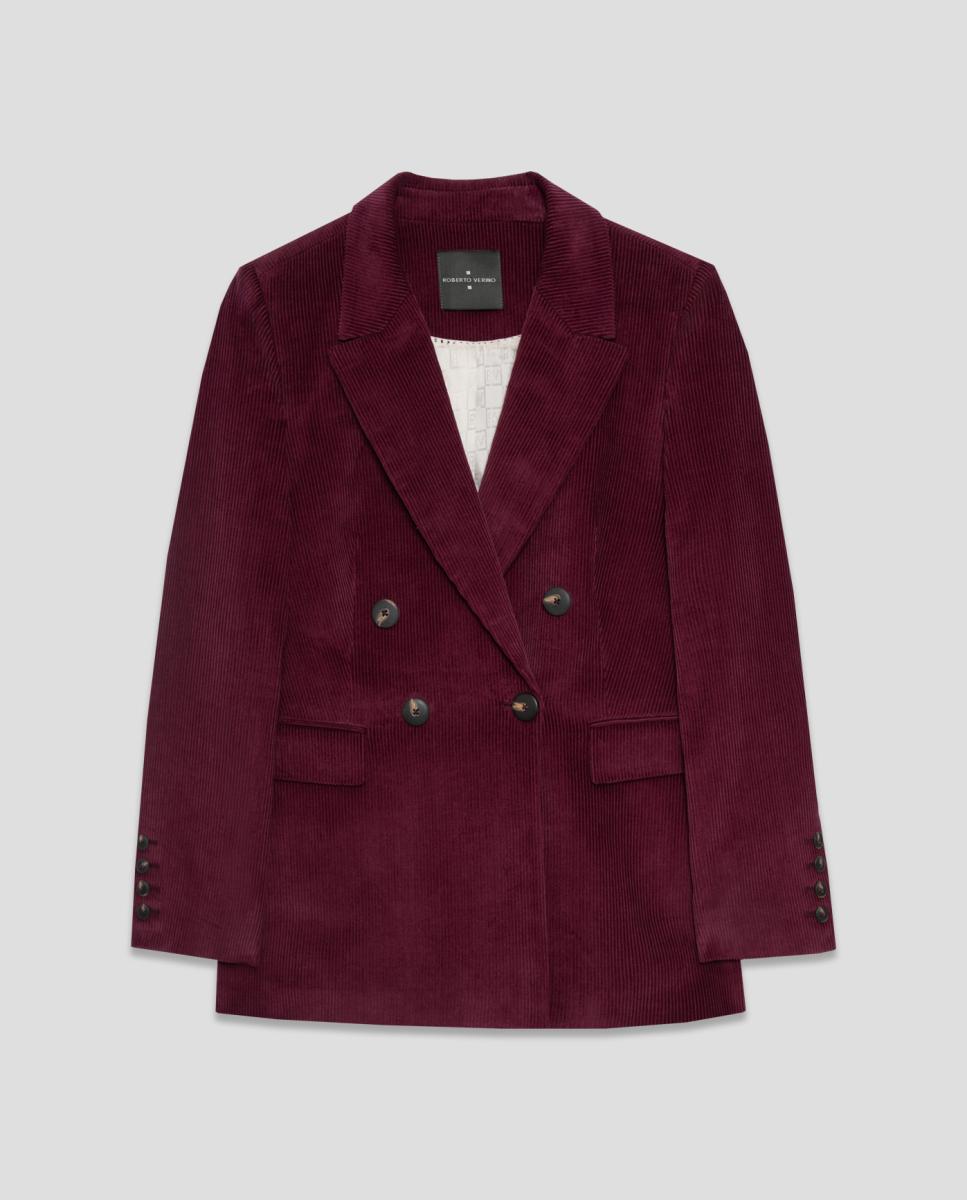 Blazer de mujer cruzada pana - Roberto Verino - Granate Granate-4