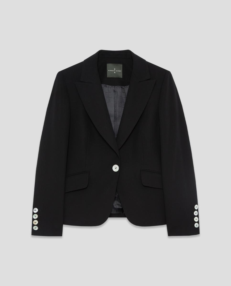 Casaco Curto em Crepe Preto-4