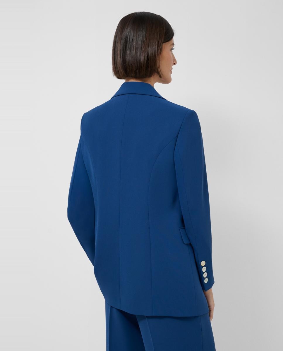 Blazer de um Botão em Crepe Azul-marinho-2