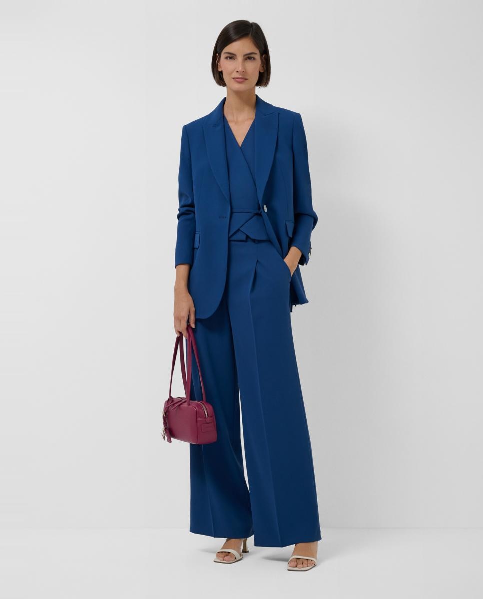 Blazer de um Botão em Crepe Azul-marinho-5