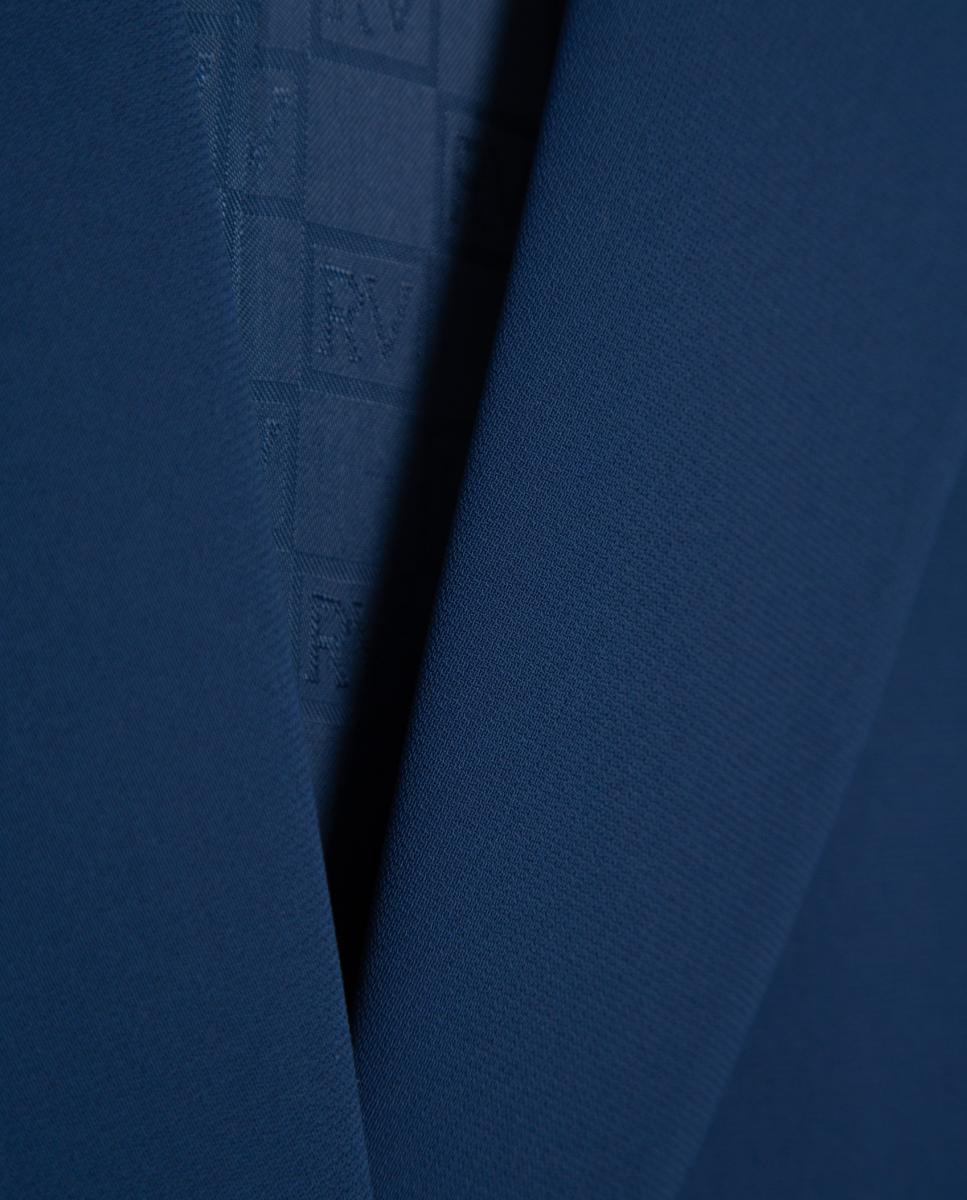 Blazer de um Botão em Crepe Azul-marinho-4