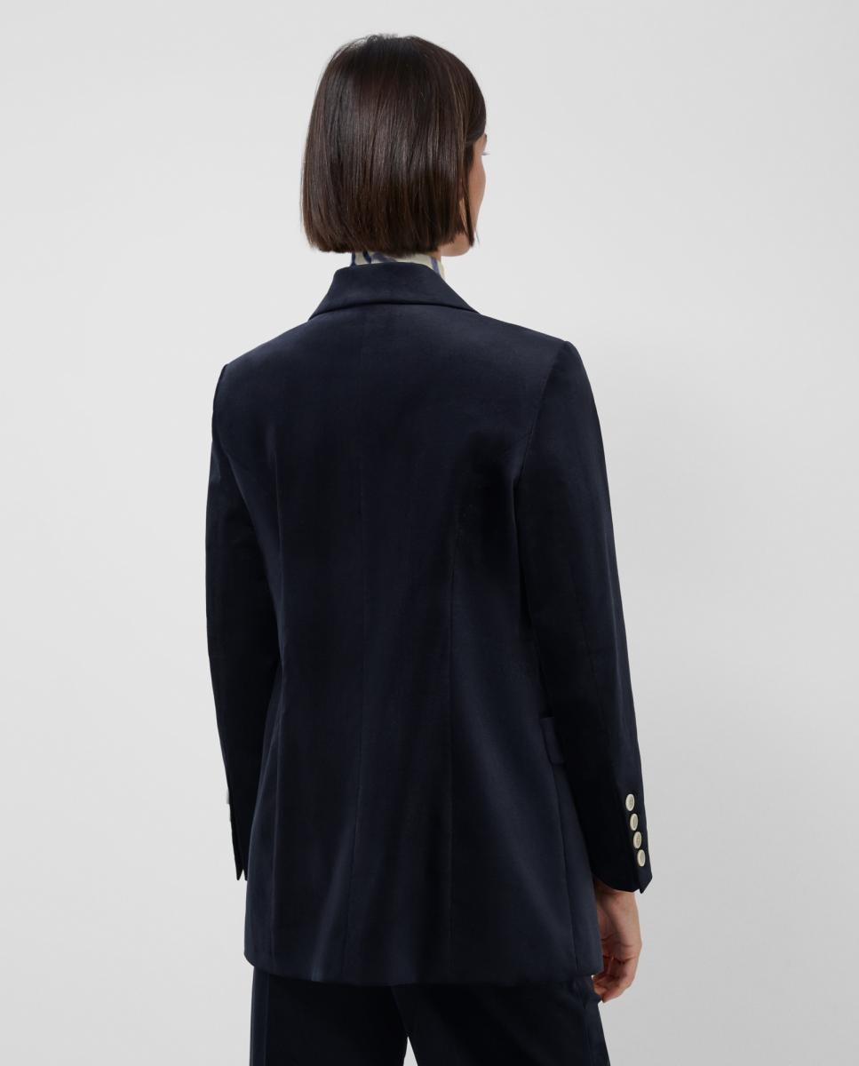 Blazer de um Botão em Veludo Azul-marinho-3