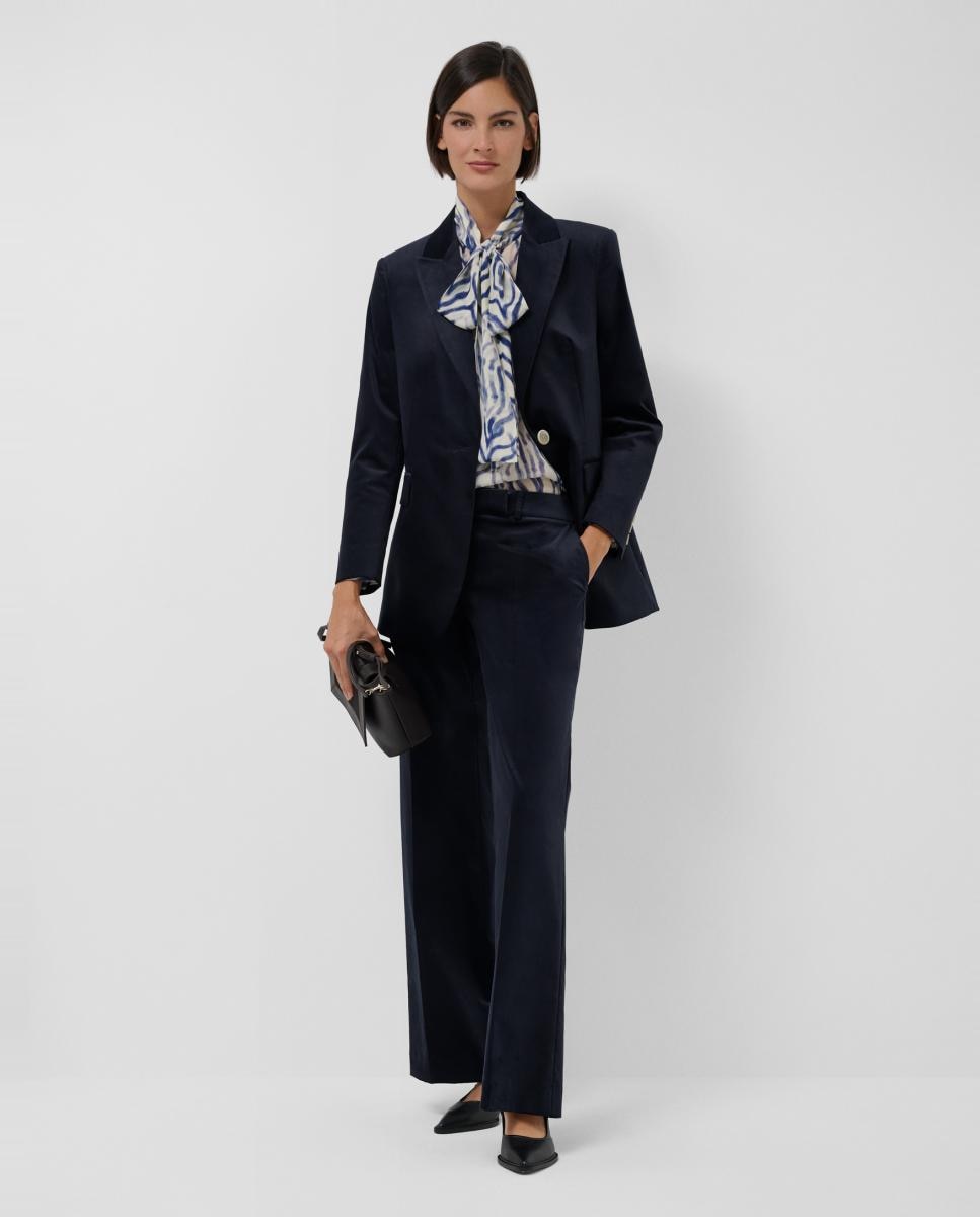 Blazer de um Botão em Veludo Azul-marinho-6